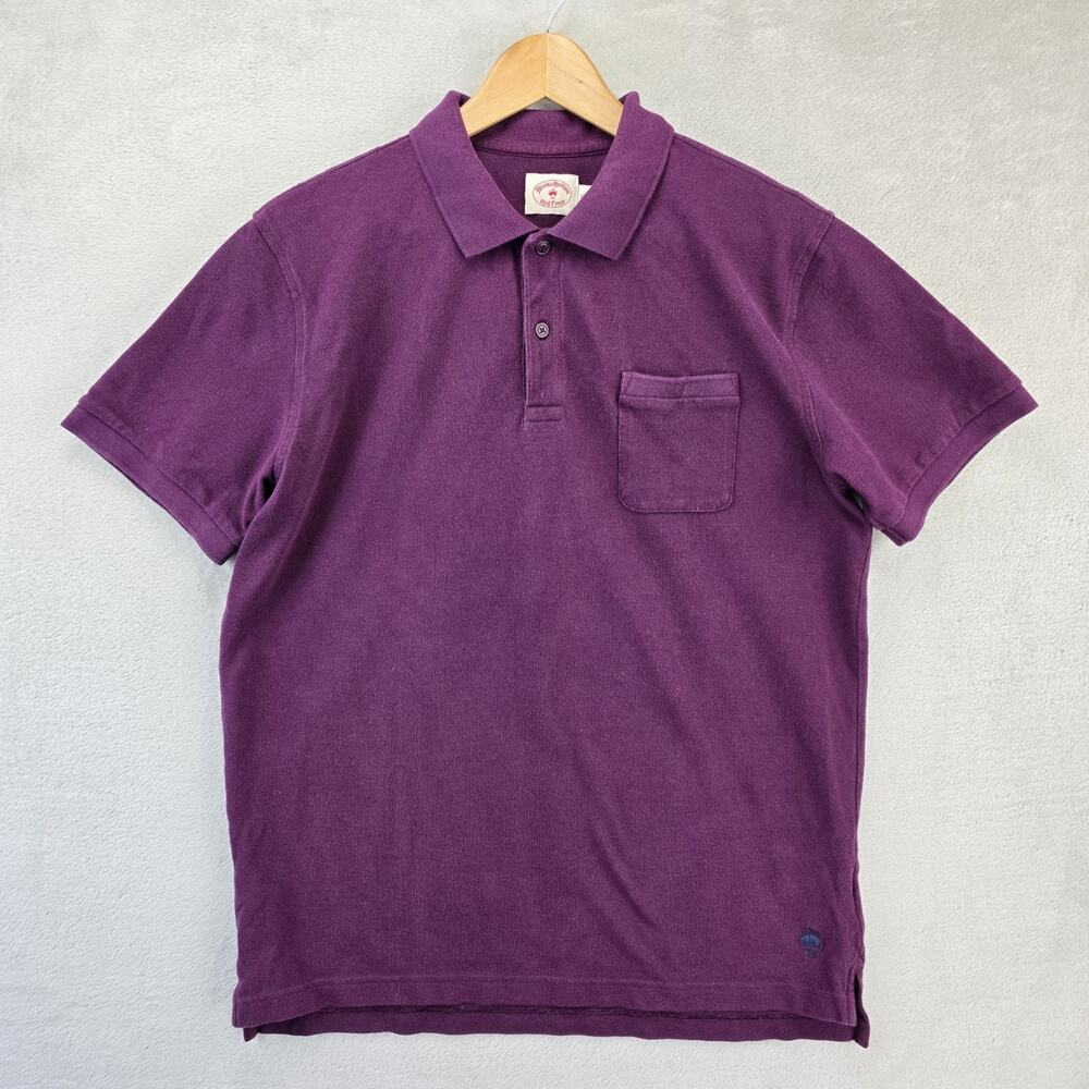 Brooks Brothers Polo Shirt Men XL Burgundy Original Fit Red FleeceCotton